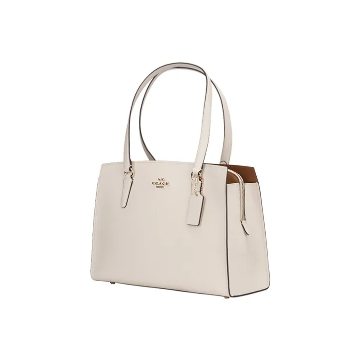COACH Tatum Cow Leather Shoulder Bag Large Size Women's Ecru-1