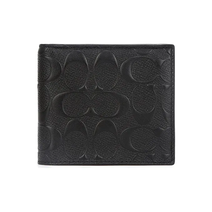 COACH Leather Coin Purse Wallet Bag Men's Black-0