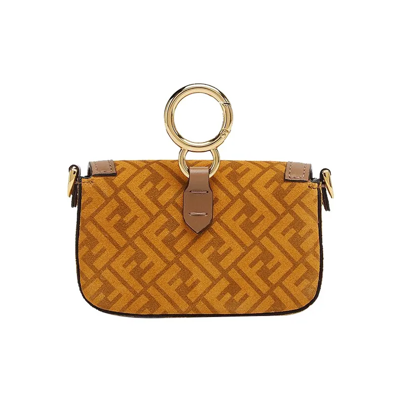 FENDI Baguette Calfskin Baguette Bag Coin Purses Shoulder Bag Crossbody Bag Extra Mini Women's Yellow-2