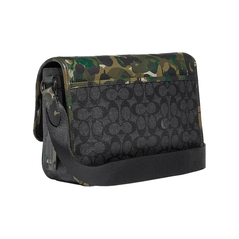 COACH Canvas With Leather Messenger Bag Shoulder Bag Crossbody Bag Large Size Men's Black & Multicolor-3