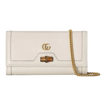 GUCCI Diana Leather Chain Wallet, Shoulder Bag, Crossbody Bag Women's White