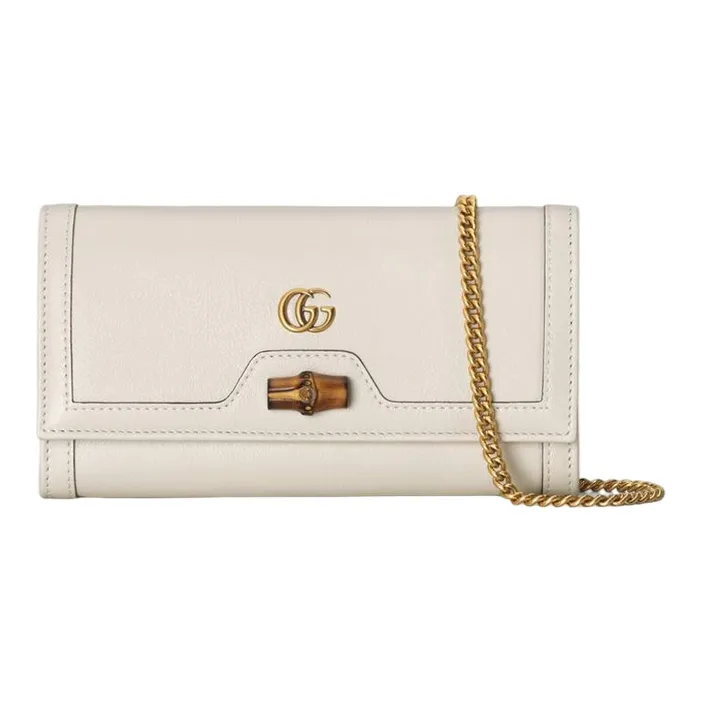 GUCCI Diana Leather Chain Wallet, Shoulder Bag, Crossbody Bag Women's White-0