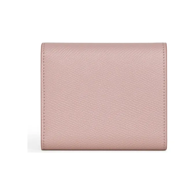 CELINE Essentials Series Grained Cow Leather Trifold Wallet Small Size Women's Vintage Pink Red-2