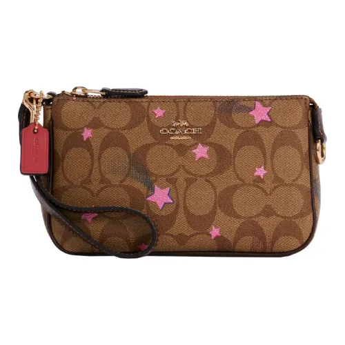 COACH Nolita Canvas Leather Mahjong Bag Shoulder Bag Wrist Bag Clutch Small Size Women's Khaki