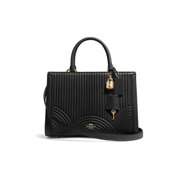 COACH Zoe Leather Handbag Women's Black