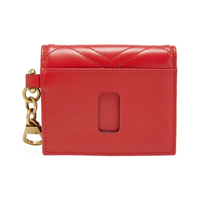 GUCCI Marmont Leather Wallet Money Clip Card Holder Women's Red-1
