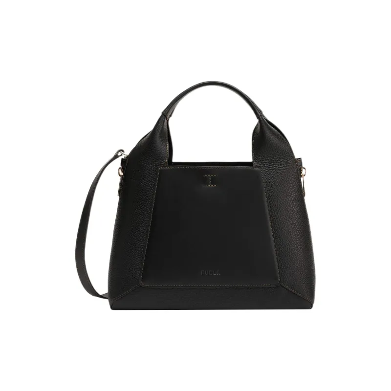Furla Gilda Soft Calfskin Patchwork Leather Crossbody One Shoulder Handbags Medium Size Women's Black Marble Color-0