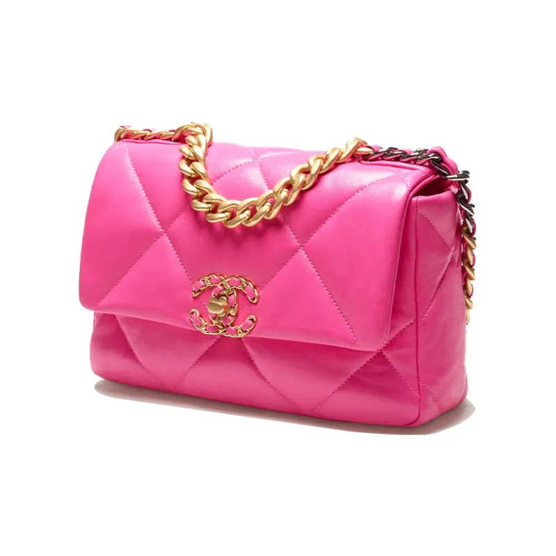 CHANEL 19Bag Lambskin Handbag, Shoulder Bag Women's Dark Pink-1