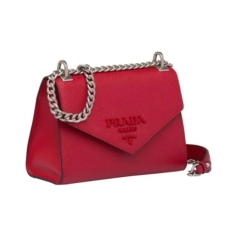 PRADA Saffiano Leather Shoulder Bag Crossbody Bag Women's Fire Red-1