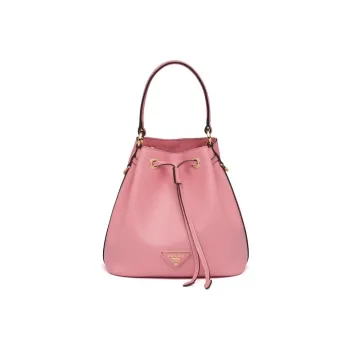 PRADA Saffiano Leather Bucket Bags Crossbody One Shoulder Handbags Women's Pink
