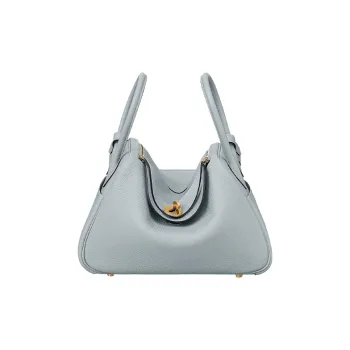 HERMES Lindy Clemence Bullock Leather Handbag Shoulder Bag Women's 08 Pale Blue Holy Grail Blue