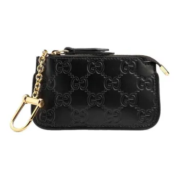 GUCCI Signature Driver Leather Coin Purse Women's Black
