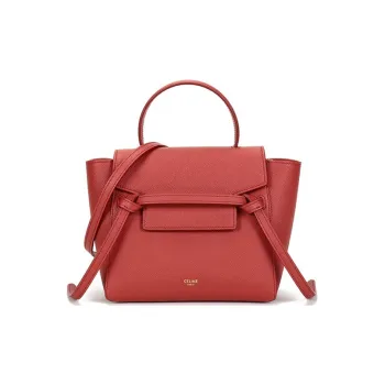 CELINE Belt Grained Calfskin Portable Crossbody Bag Shoulder Bag Women's Fox Red