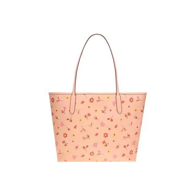 COACH City PVC With Skin Tote Bag, Shopping Bag, Handbag, Shoulder Bag Women's Pink Patchwork Floral All over Print-1