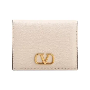 Valentino Vlogo Cow Leather Card Holder, Wallet Women's White