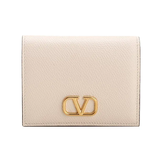 Valentino Vlogo Cow Leather Card Holder, Wallet Women's White-0