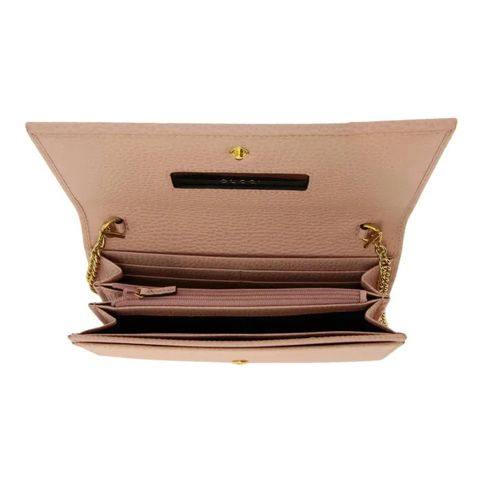 GUCCI Marmont Leather Wallet Crossbody Bag Shoulder Bag Women's Pink-2