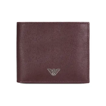 EMPORIO ARMANI Leather Wallet, Card Holder Men's Red Brown