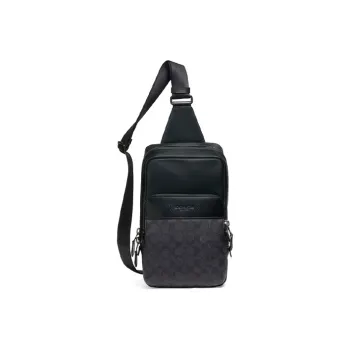 COACH Gotham Canvas With Leather Fanny Pack Men's Black & Brown Monogram