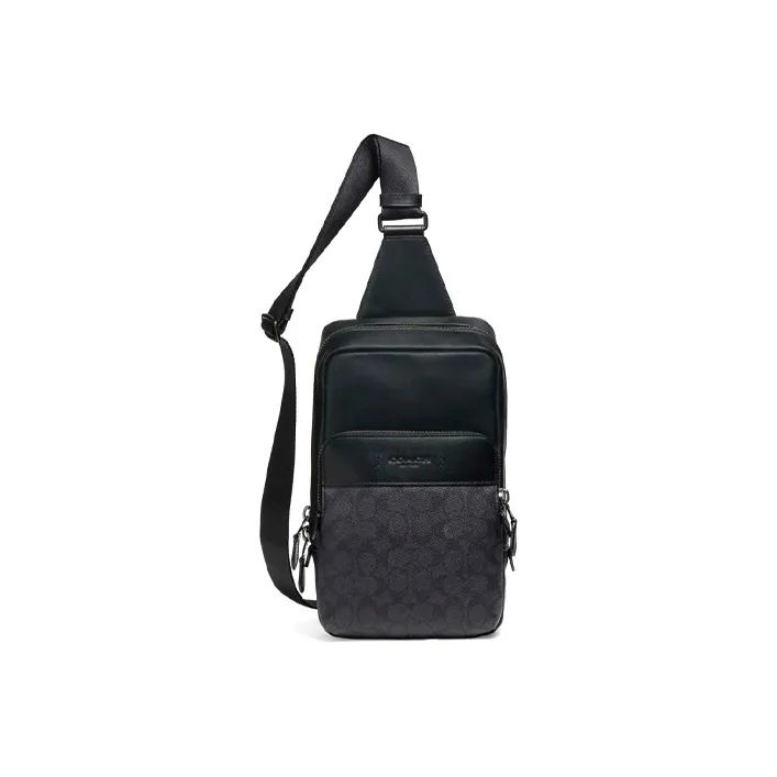 COACH Gotham Canvas With Leather Fanny Pack Men's Black & Brown Monogram-0