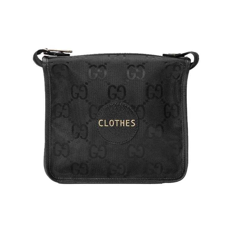 GUCCI Nylon Square Bag Storage Bag Clutch Toiletry Bag Small Size Men's Black-0