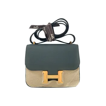 HERMES Constance Epsom Leather Shoulder Bag Crossbody Bag Mini Women's Y7 Bleu Orage Hurricane Blue