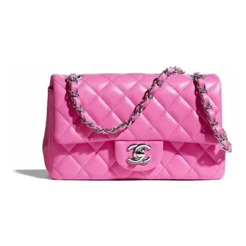 CHANEL Lambskin Crossbody Bag, Shoulder Bag Mini Women's Neon Pink Red