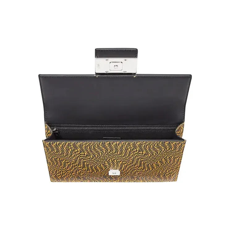 FENDI Baguette Leather Baguette Bag Shoulder Bag Crossbody Bag Medium Size Men's Yellow/Black-3