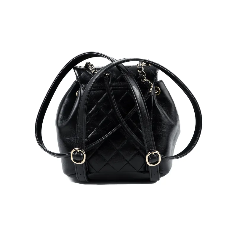 CHANEL Cow Leather Backpack Trumpets Women's Black-2