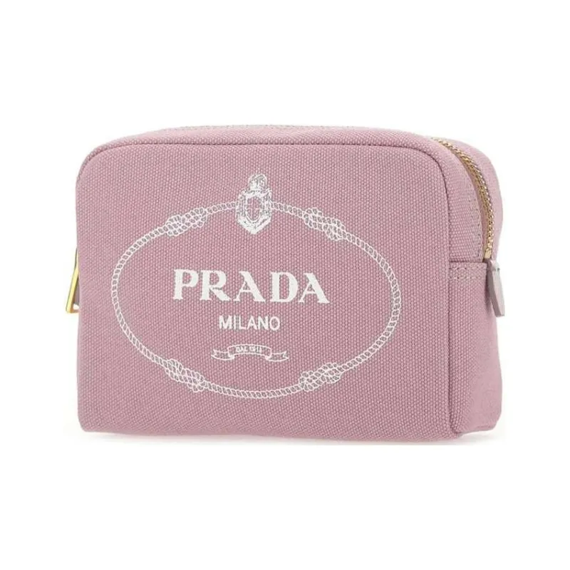 PRADA Canvas Canvas Bag Makeup Bag Toiletry Bag Women's Pink-2