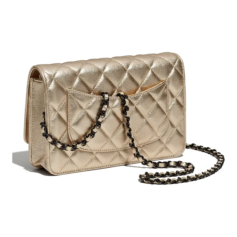 CHANEL WOC Metal Lambskin Shoulder Bag, Crossbody Bag Women's Gold-1