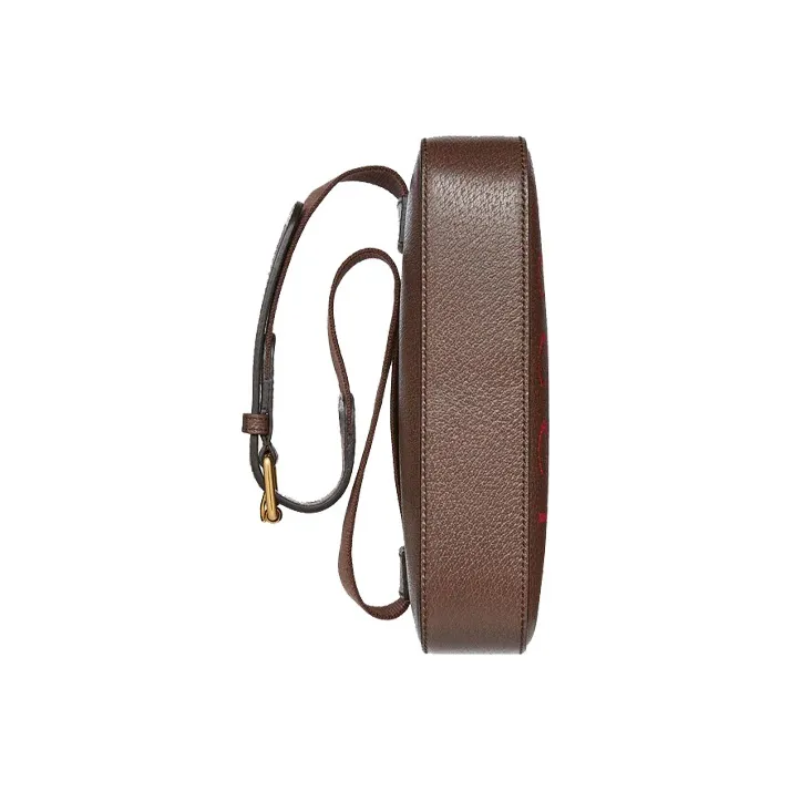 GUCCI Leather Fanny Pack, Sling Bag, Shoulder Bag, Crossbody Bag Unisex Brown-5