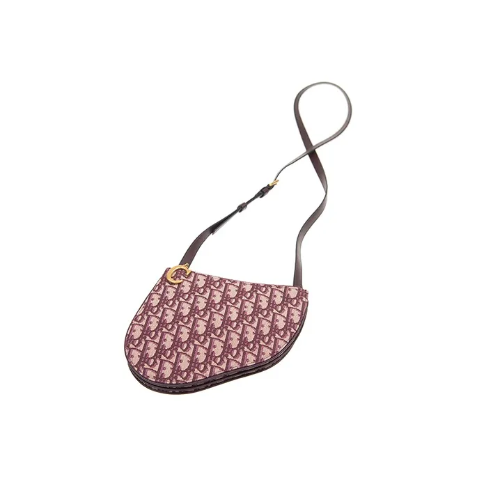 DIOR Saddle Canvas Shoulder Bag Crossbody Bag Women's Burgundy-3
