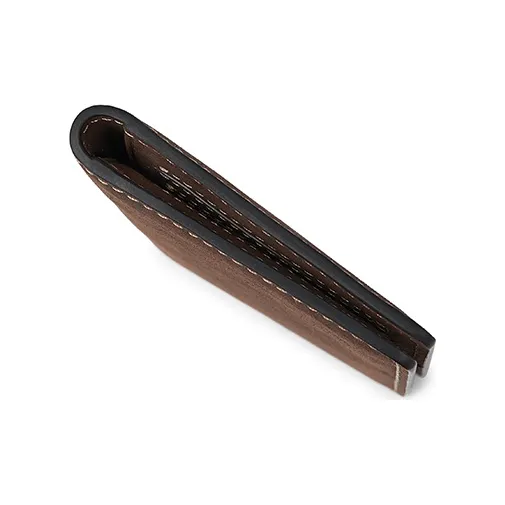 Jeep Top Grain Cow Leather Money Clip Card Holder Mini Men's-5