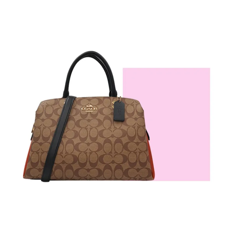 COACH PVC Crossbody Handbags Large Size Women's Khaki Color Blocking-3