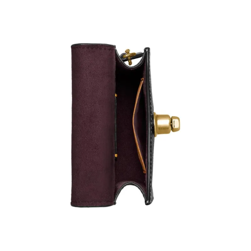 COACH Leather Cell Phone Pouch Mini Women's Black, Gold-1