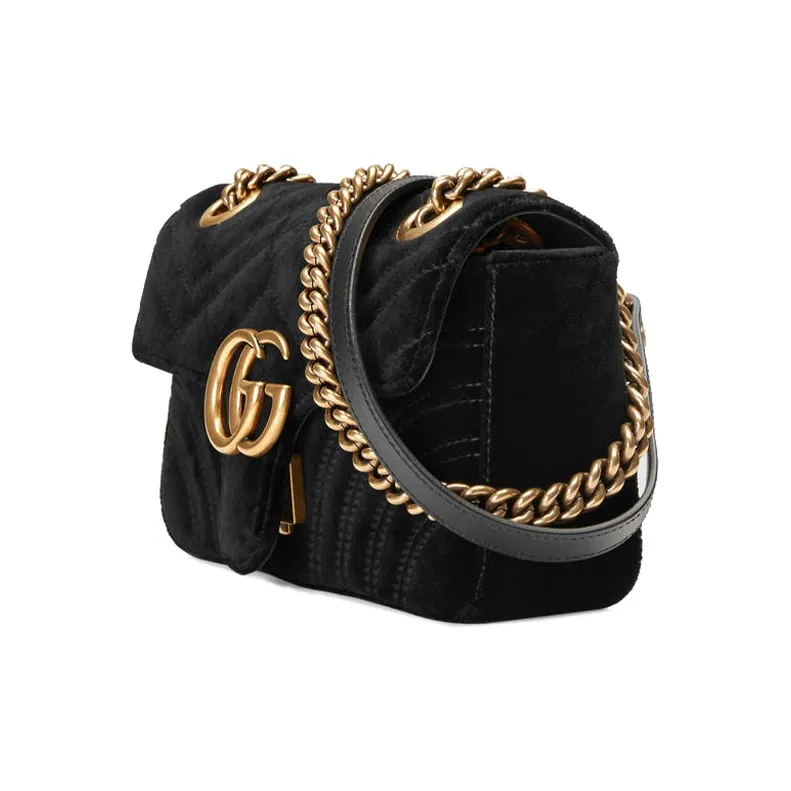 GUCCI GG Marmont Velvet Matelasse Mini Black-1