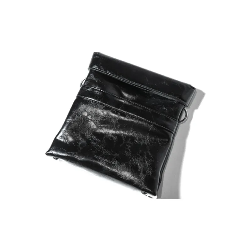 ROARINGWILD Leather Crossbody Bag, Shoulder Bag Unisex Black-0