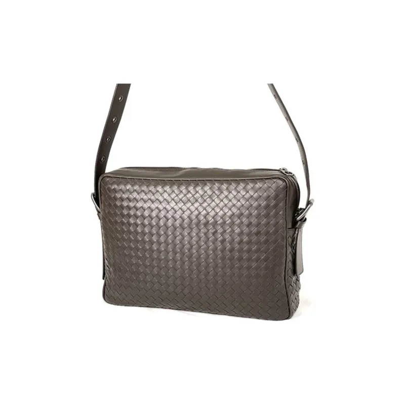 Bottega Veneta Leather Shoulder Bag Men's Dark Brown-1