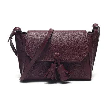 LONGCHAMP Pénélope Pebbled Cow Leather Crossbody Bag Shoulder Bag Small Size Women's Burgundy