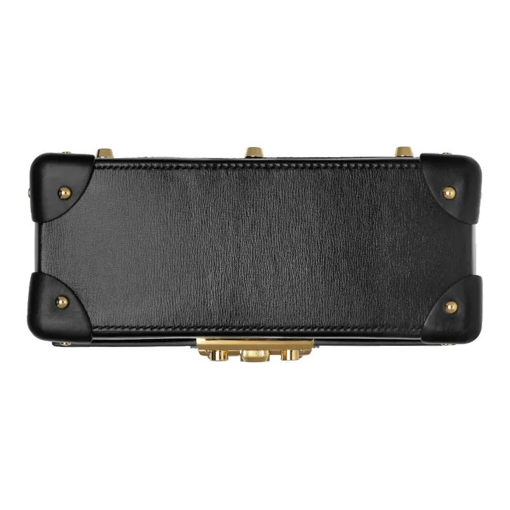 GUCCI Padlock Leather Box Bag Lock Bag Crossbody Bag Shoulder Bag Handbag Small Size Women's Black-5