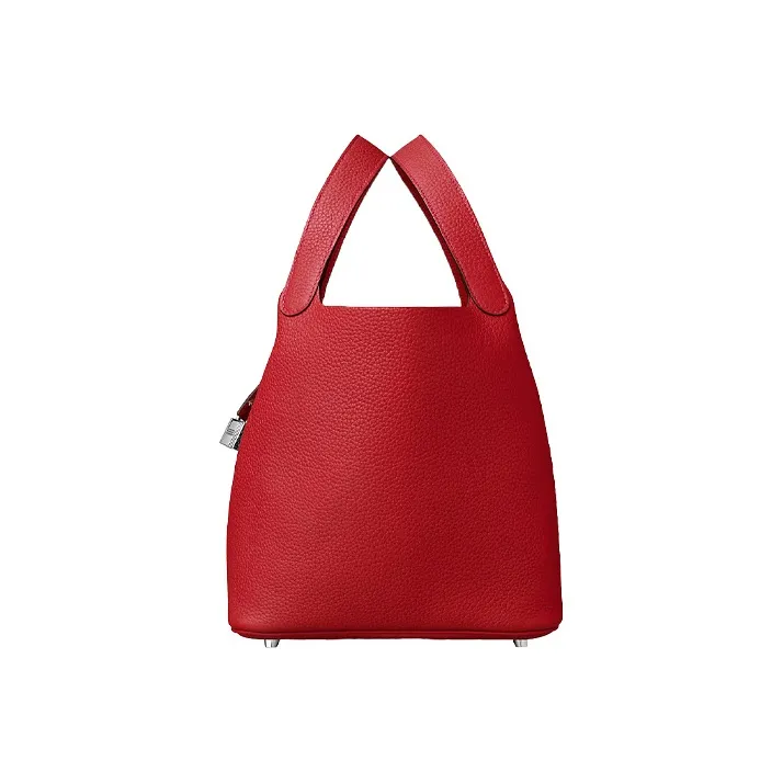 HERMES Picotin Cow Leather Basket Bag Handbag Bucket Bag Women's Casaque Chili Red-1