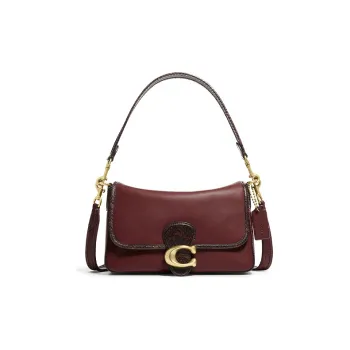 COACH Soft Tabby Leather Shoulder Bag, Crossbody Bag Medium Size Women's Wine Red