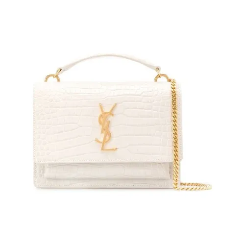 SAINT LAURENT SUNSET Leather Sunset Bag, Chain Bag, Wallet, Portable Crossbody Bag, Shoulder Bag Regular Women's White