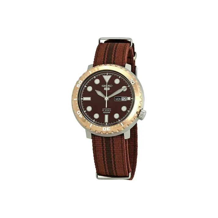 SEIKO Mechanical Movement Nylon Strap Watch Men's Watches Coffee Watch Dial SRPC68K1-0
