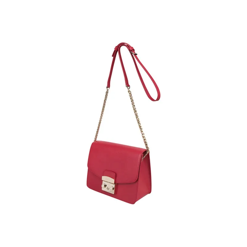 Furla Metropolis Collection Leather Small Square Bag, Crossbody Bag, Shoulder Bag Regular Women's Red-1