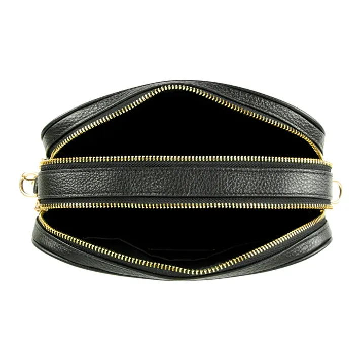 COACH Jes Leather Camera Bag, Crossbody Bag, Shoulder Bag Medium Size Women's Black-3