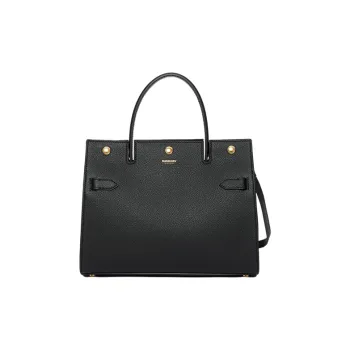 Burberry Title Leather Cow Leather Shoulder Bag Crossbody Bag Handbags Small Size Women's Black