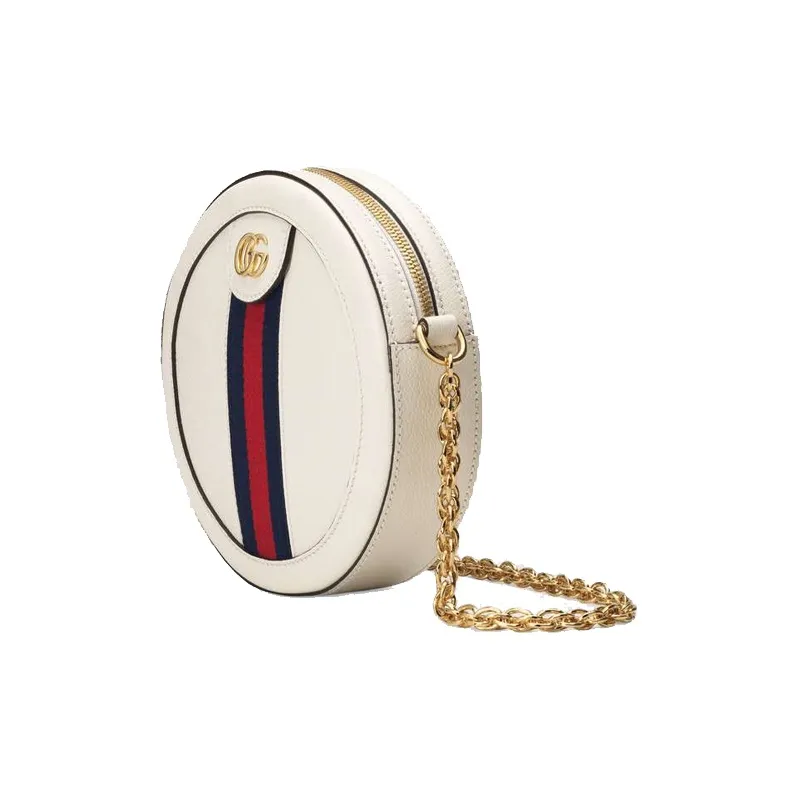GUCCI Leather Round Bag, Crossbody Bag, Shoulder Bag Women's White-1