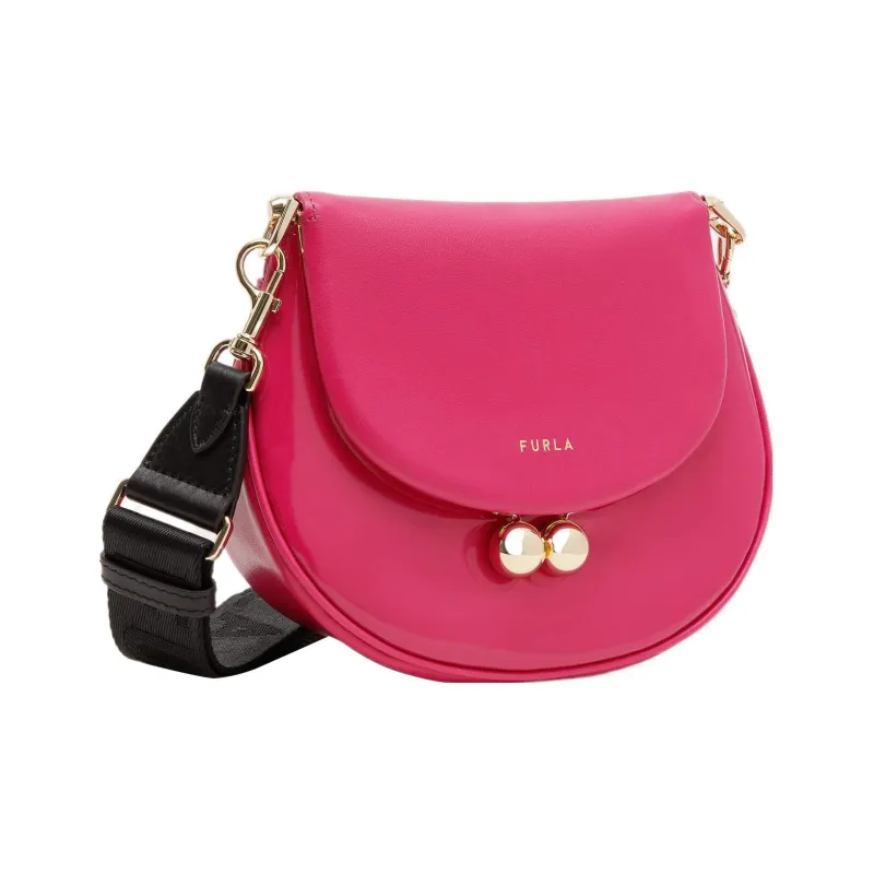 Furla Soft Calfskin Piglet Shoulder Bag Crossbody Bag Mini Women's Dark Peach Red/Light Peach Red-1